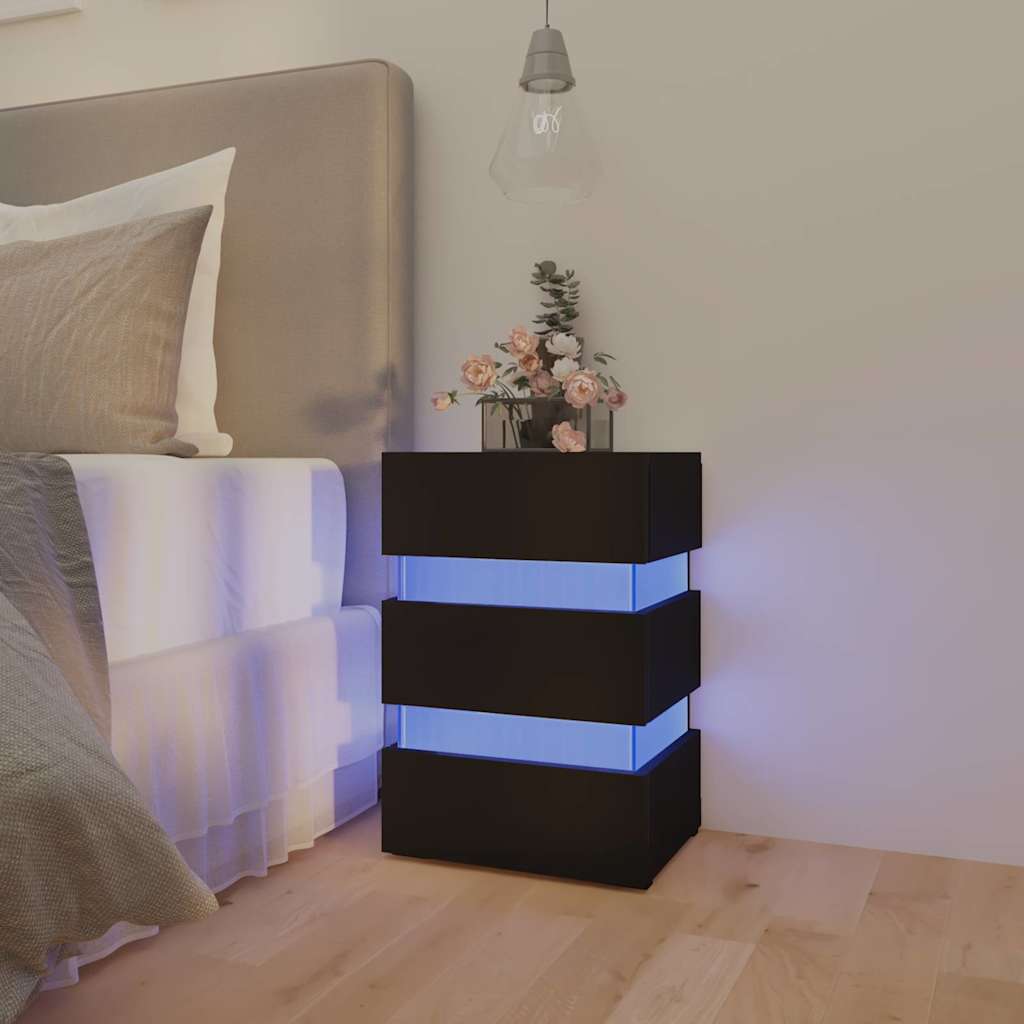 vidaXL LED-Nachttisch Schwarz 45x35x67 cm Holzwerkstoff