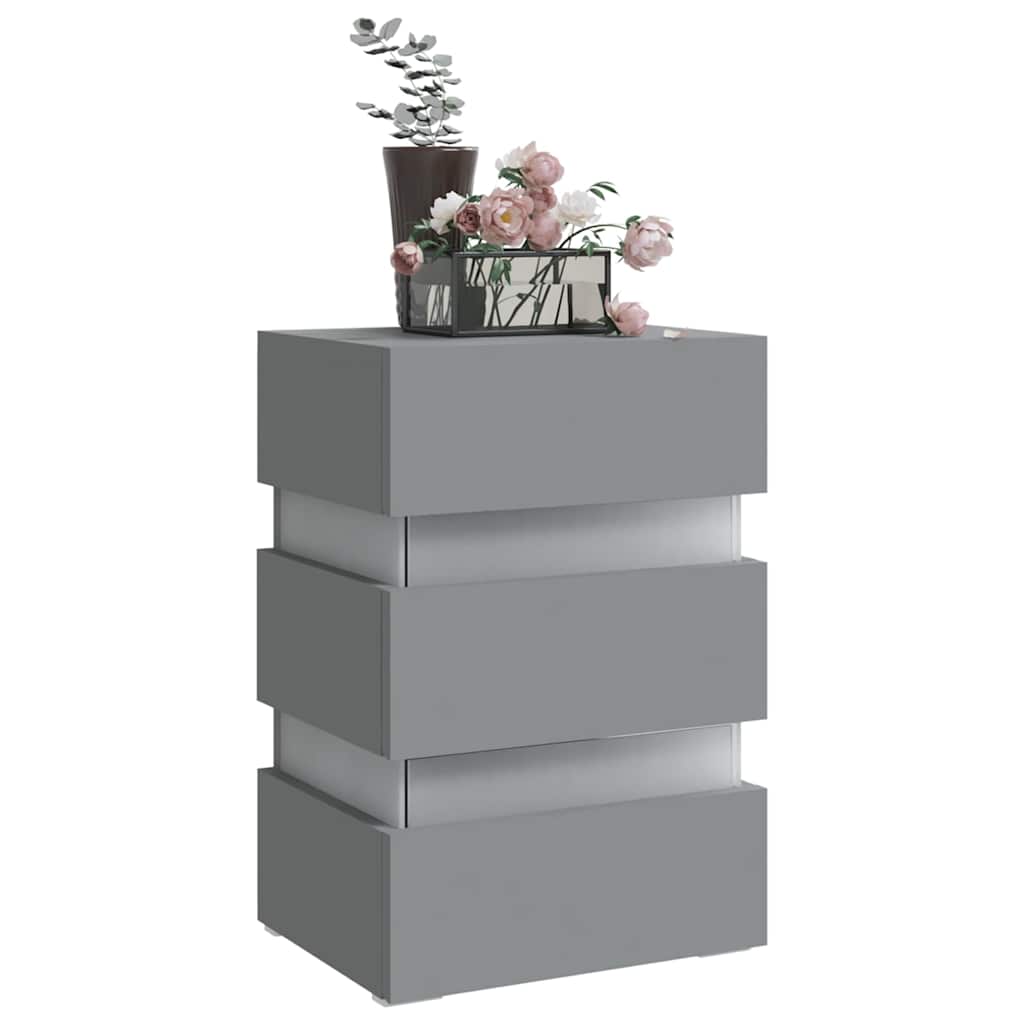 

vidaXL Nachtkastje LED 45x35x67 cm spaanplaat grijs