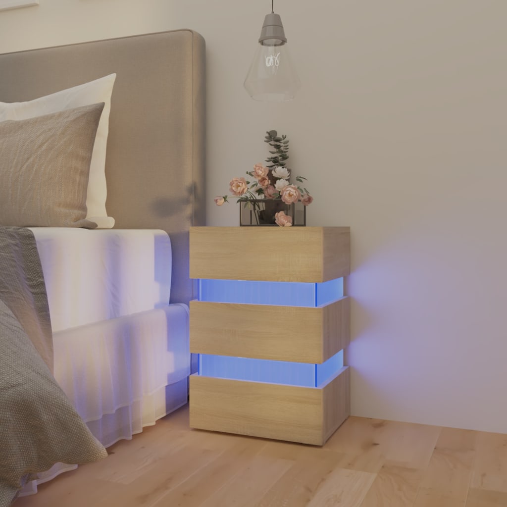 LED-Nachttisch Sonoma-Eiche 45x35x67 cm Spanplatte