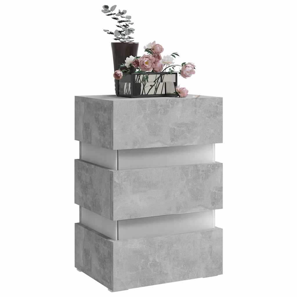 vidaXL Nachtkastje LED 45x35x67 cm bewerkt hout betongrijs afbeelding