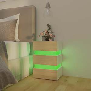 Noční stolek s LED bílý a dub sonoma 45 x 35 x 67 cm kompozit - obrázek 12