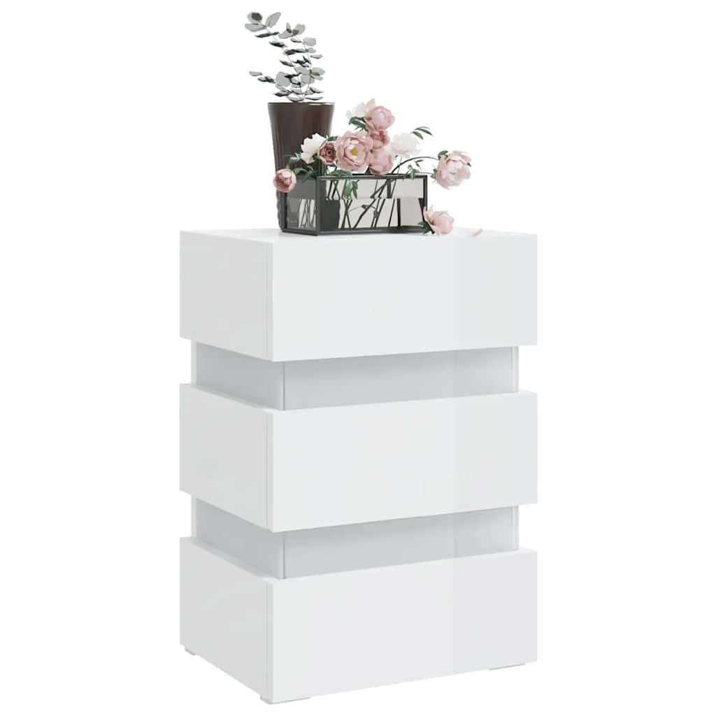 

vidaXL Nachtkastje LED 45x35x67 cm spaanplaat hoogglans wit