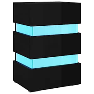 Noční stolek s LED lesklý černý 45x35x67 cm kompozitní dřevo - obrázek 2