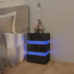 Noční stolek s LED lesklý černý 45x35x67 cm kompozitní dřevo - obrázek 12