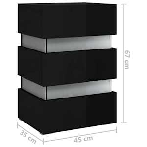 Noční stolek s LED lesklý černý 45x35x67 cm kompozitní dřevo - obrázek 9