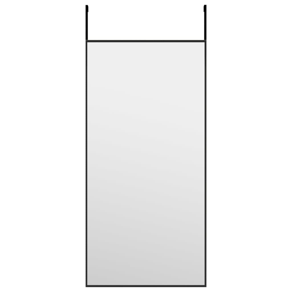 Oglindă pentru ușă, negru, 30×60 cm, sticlă și aluminiu