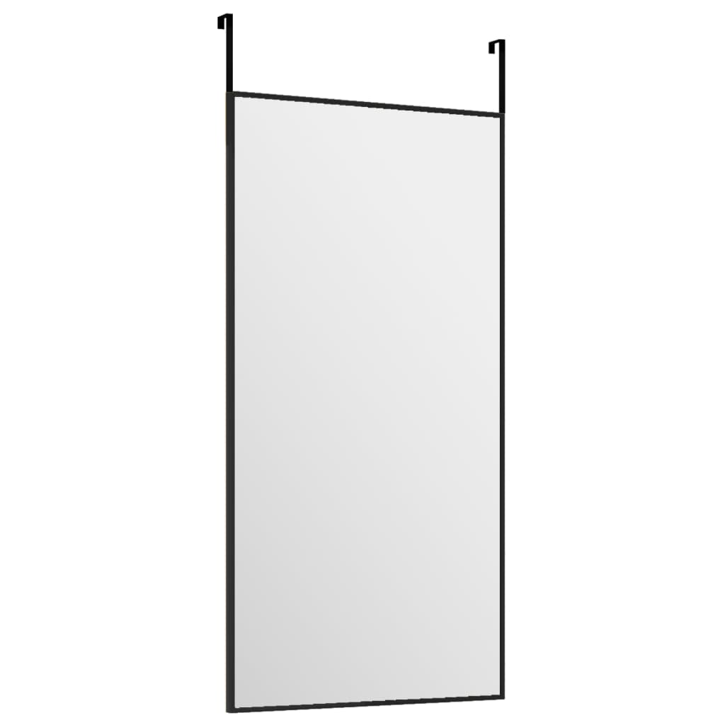 Zrcadlo na dveře černé 30 x 60 cm sklo a hliník