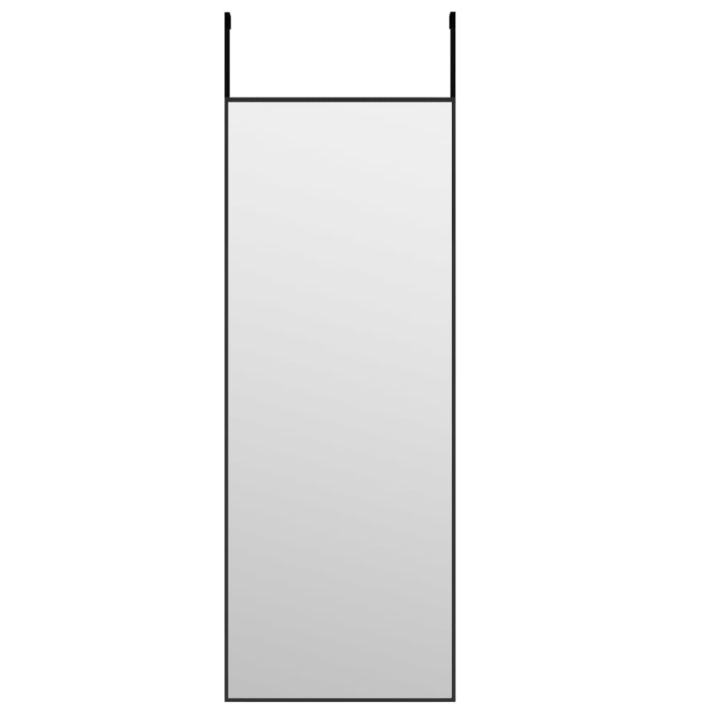 Oglindă pentru ușă, negru, 30×80 cm, sticlă și aluminiu