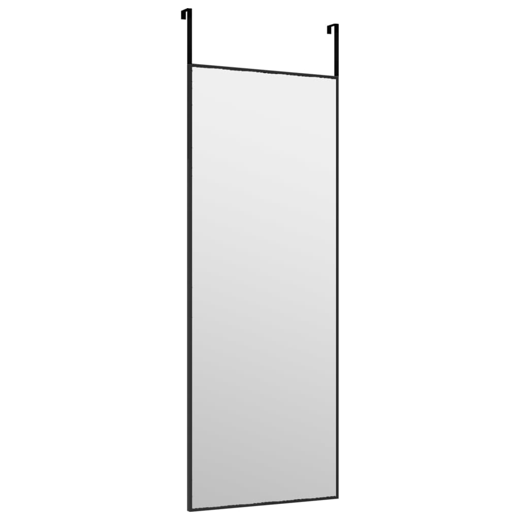Zrcadlo na dveře černé 30 x 80 cm sklo a hliník