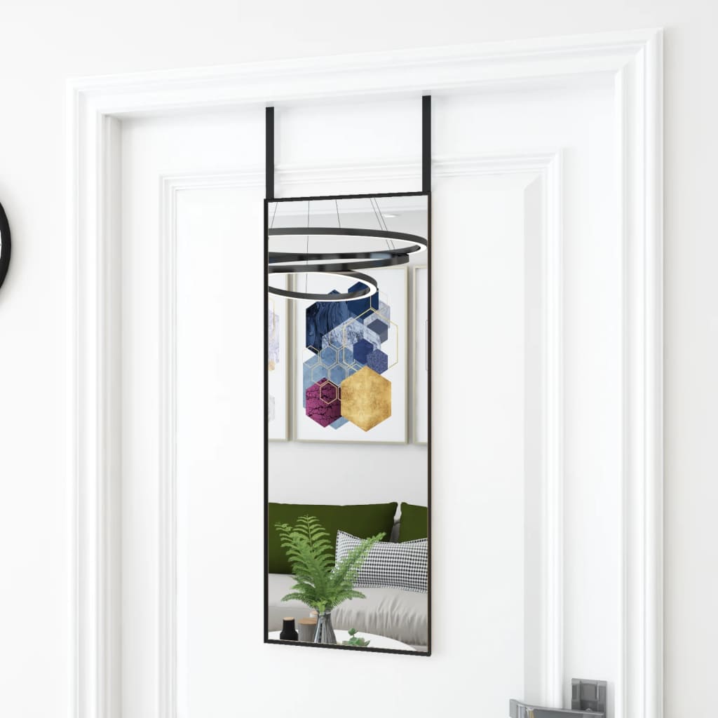 Petrashop  Zrcadlo na dveře černé 30 x 80 cm sklo a hliník