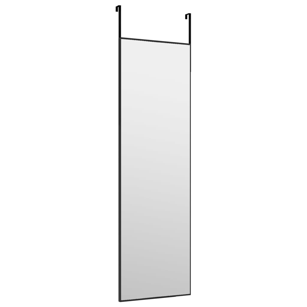 Zrcadlo na dveře černé 30 x 100 cm sklo a hliník