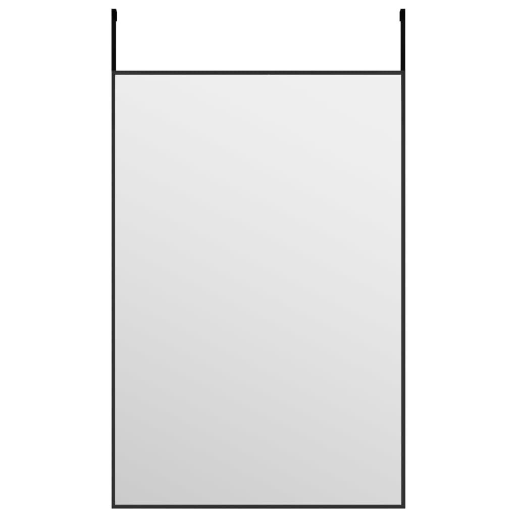 Zrcadlo na dveře černé 40 x 60 cm sklo a hliník