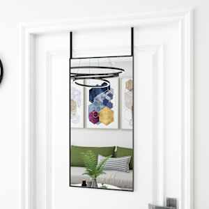 Ogledalo za vrata črno 40x80 cm steklo in aluminij