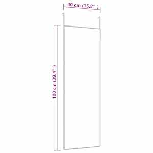 Zrcadlo na dveře černé 40 x 100 cm sklo a hliník - obrázek 4