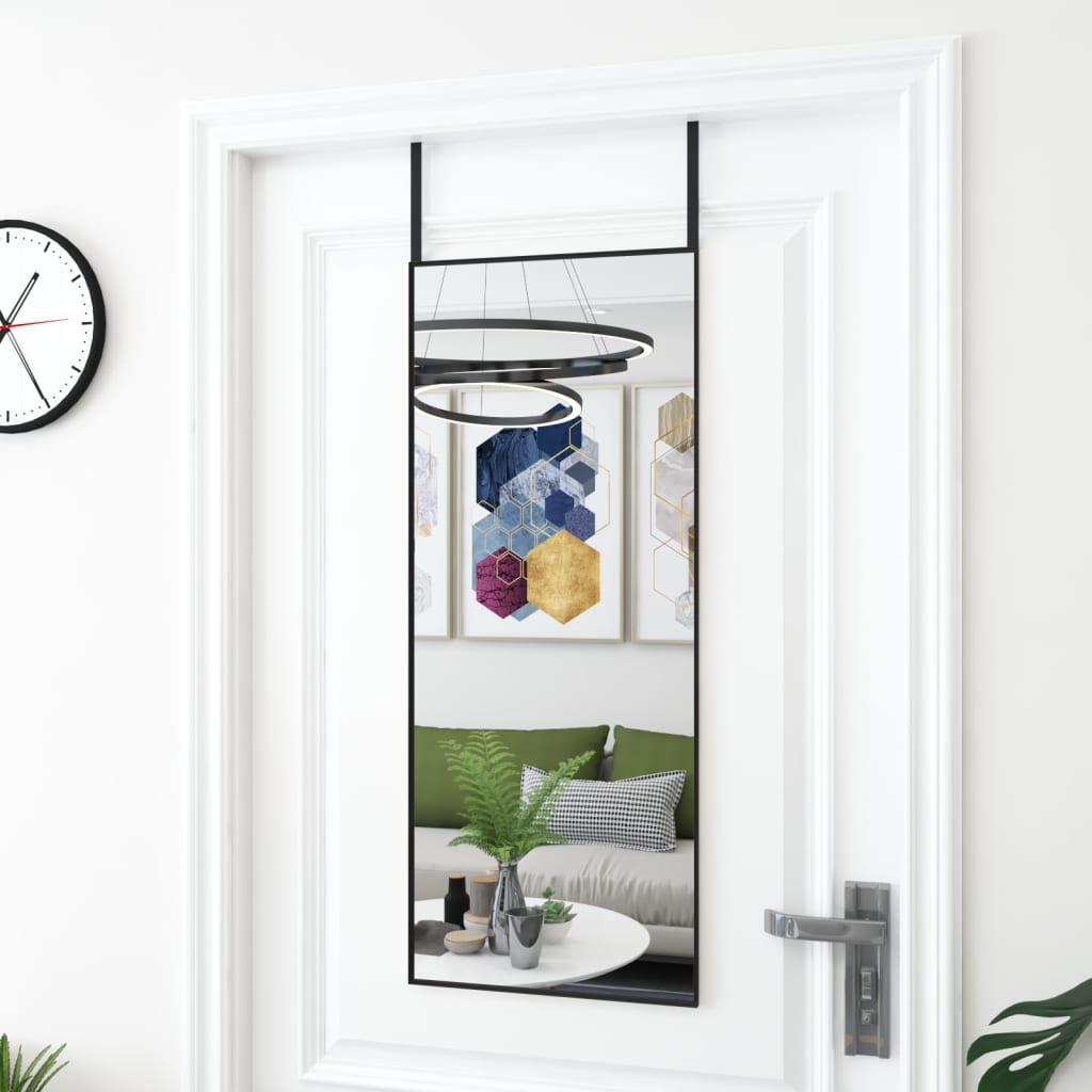 Specchio da Porta Nero 40×100 cm in Vetro e Alluminio