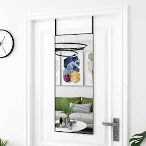 Ogledalo za vrata črno 40x100 cm steklo in aluminij