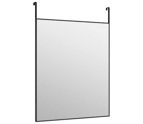 vidaXL Огледало за врата, черно, 50x60 см, стъкло и алуминий