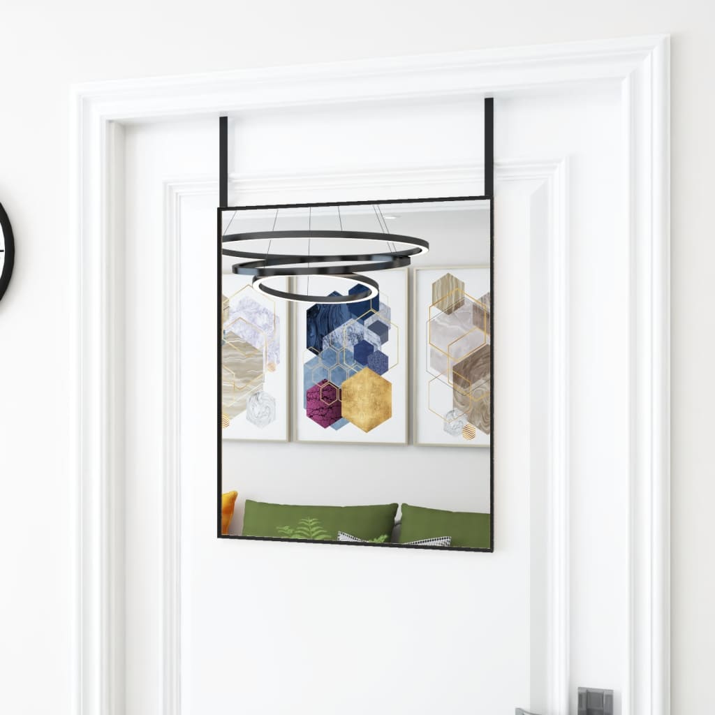 vidaXL Oglindă pentru ușă, negru, 50x60 cm, sticlă și aluminiu