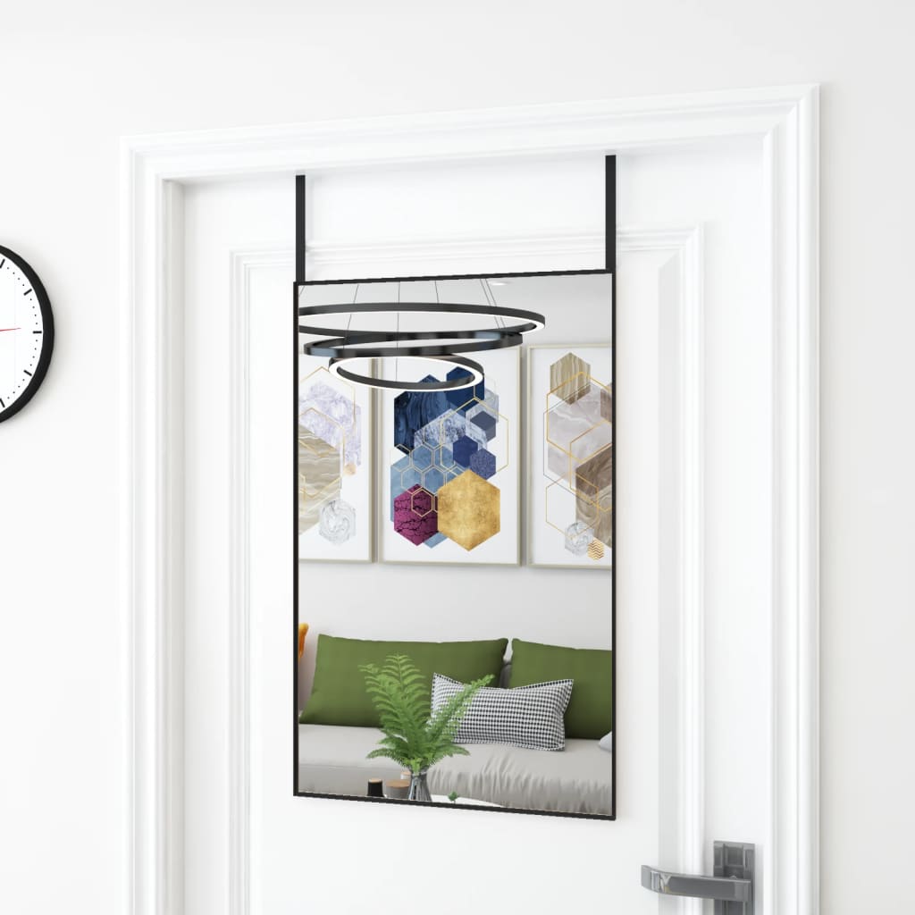 vidaXL Oglindă pentru ușă, negru, 50x80 cm, sticlă și aluminiu