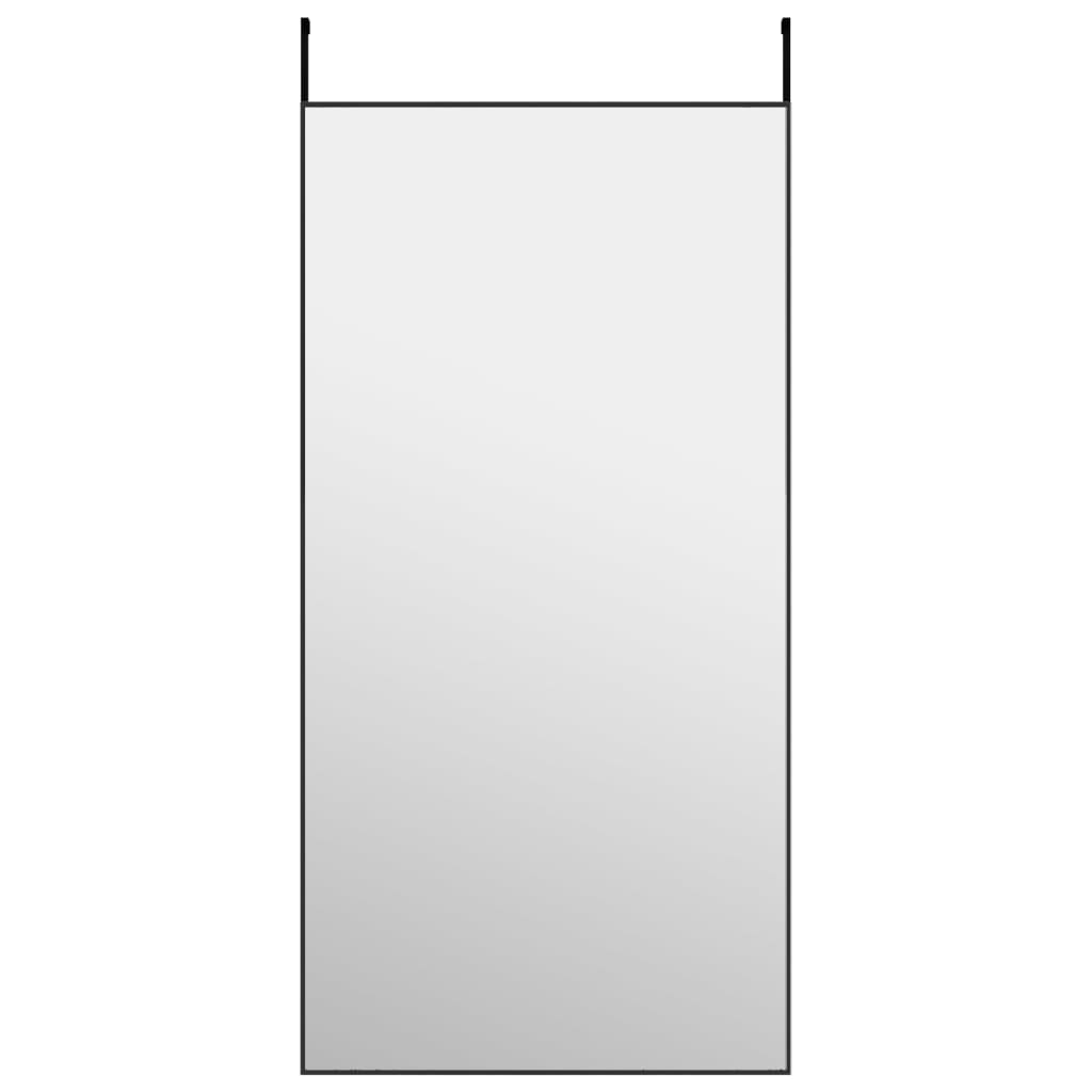 Zrcadlo na dveře černé 50 x 100 cm sklo a hliník