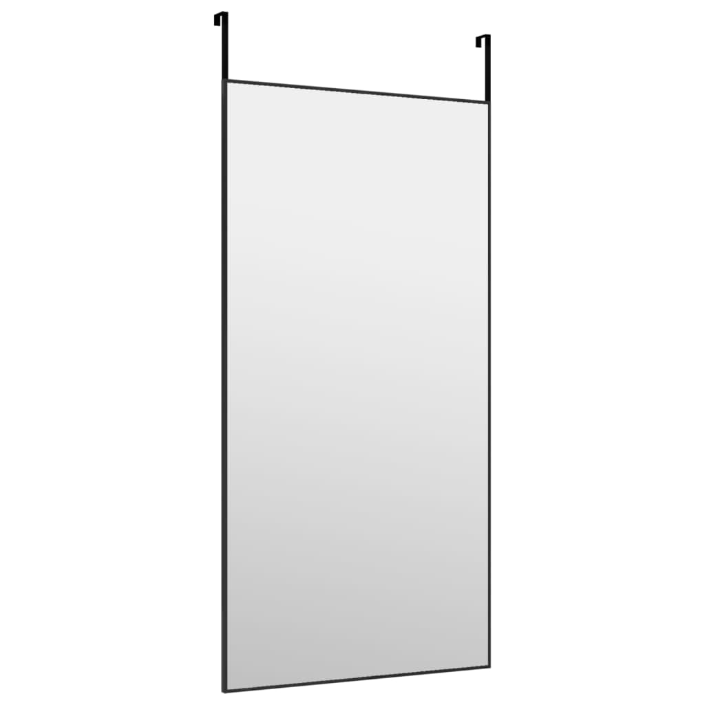 Zrcadlo na dveře černé 50 x 100 cm sklo a hliník