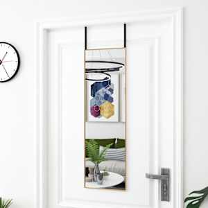 Zrcadlo na dveře zlaté 30 x 100 cm sklo a hliník - obrázek 1