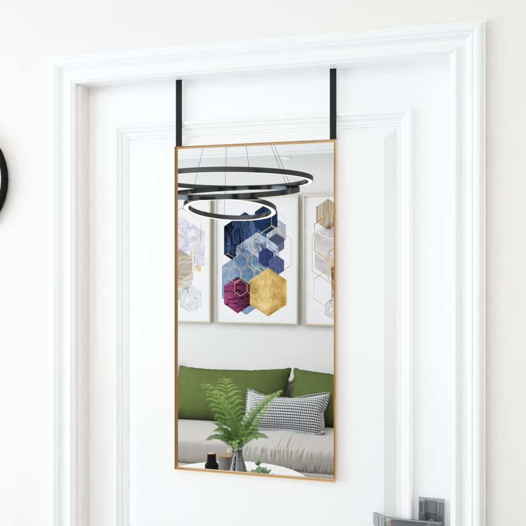 vidaXL Oglindă pentru ușă, auriu, 40x80 cm, sticlă și aluminiu