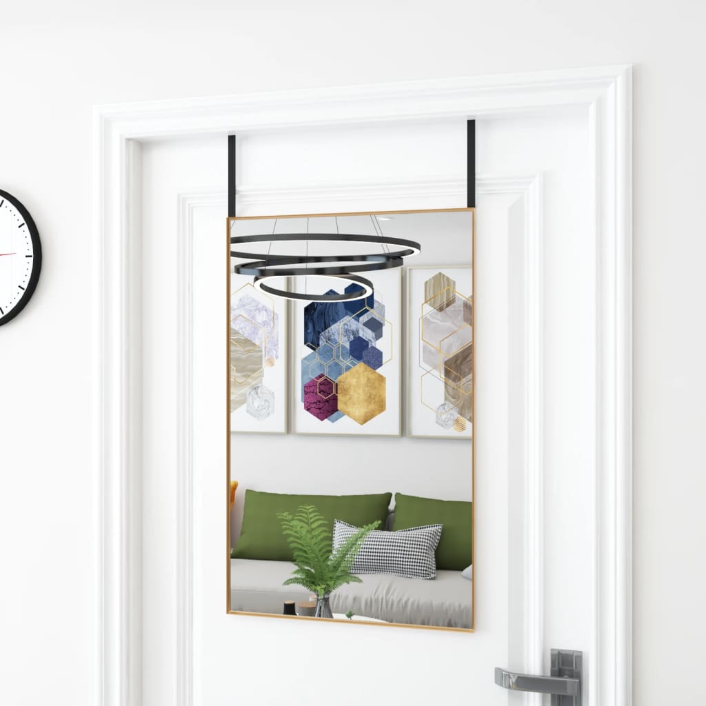 vidaXL Oglindă pentru ușă, auriu, 50x80 cm, sticlă și aluminiu