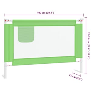 Dětská zábrana k postýlce zelená 100 x 25 cm textil - obrázek 9