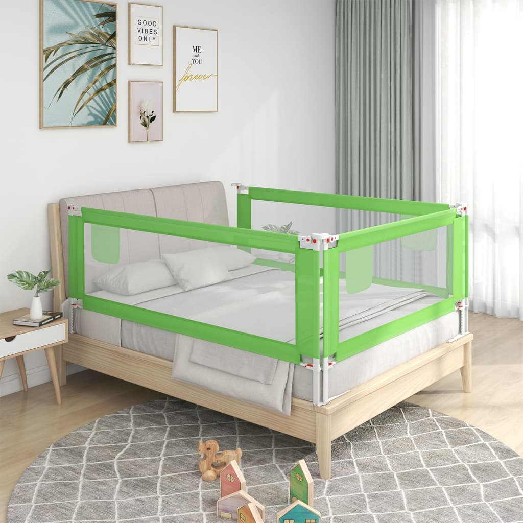 vidaXL BalustradÄƒ de protecÈ›ie pat copii, verde, 120×25 cm, textil