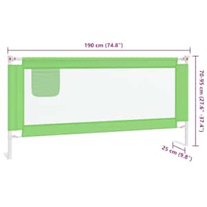 Dětská zábrana k postýlce zelená 190 x 25 cm textil - obrázek 9