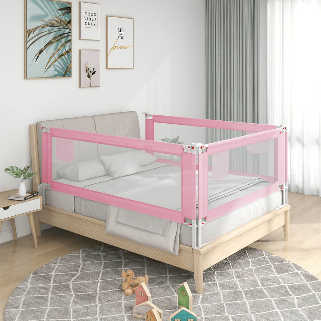 Balustrada de protectie pat copii roz 100x25 cm textil