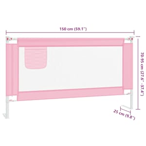 Dětská zábrana k postýlce růžová 150 x 25 cm textil - obrázek 9