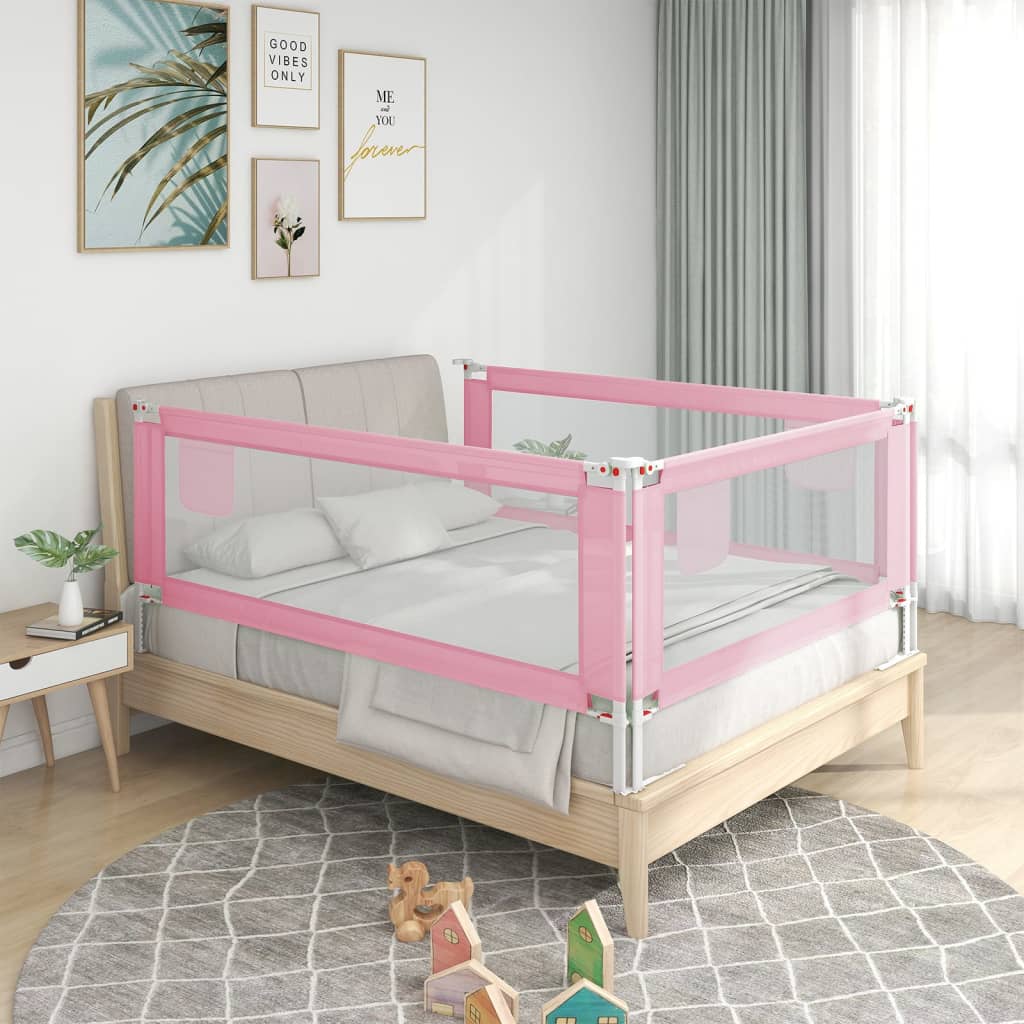 vidaXL Balustradă de protecție pat copii, roz, 150×25 cm, textil vidaXL