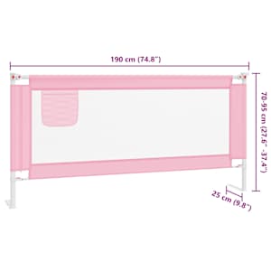 Dětská zábrana k postýlce růžová 190 x 25 cm textil - obrázek 9