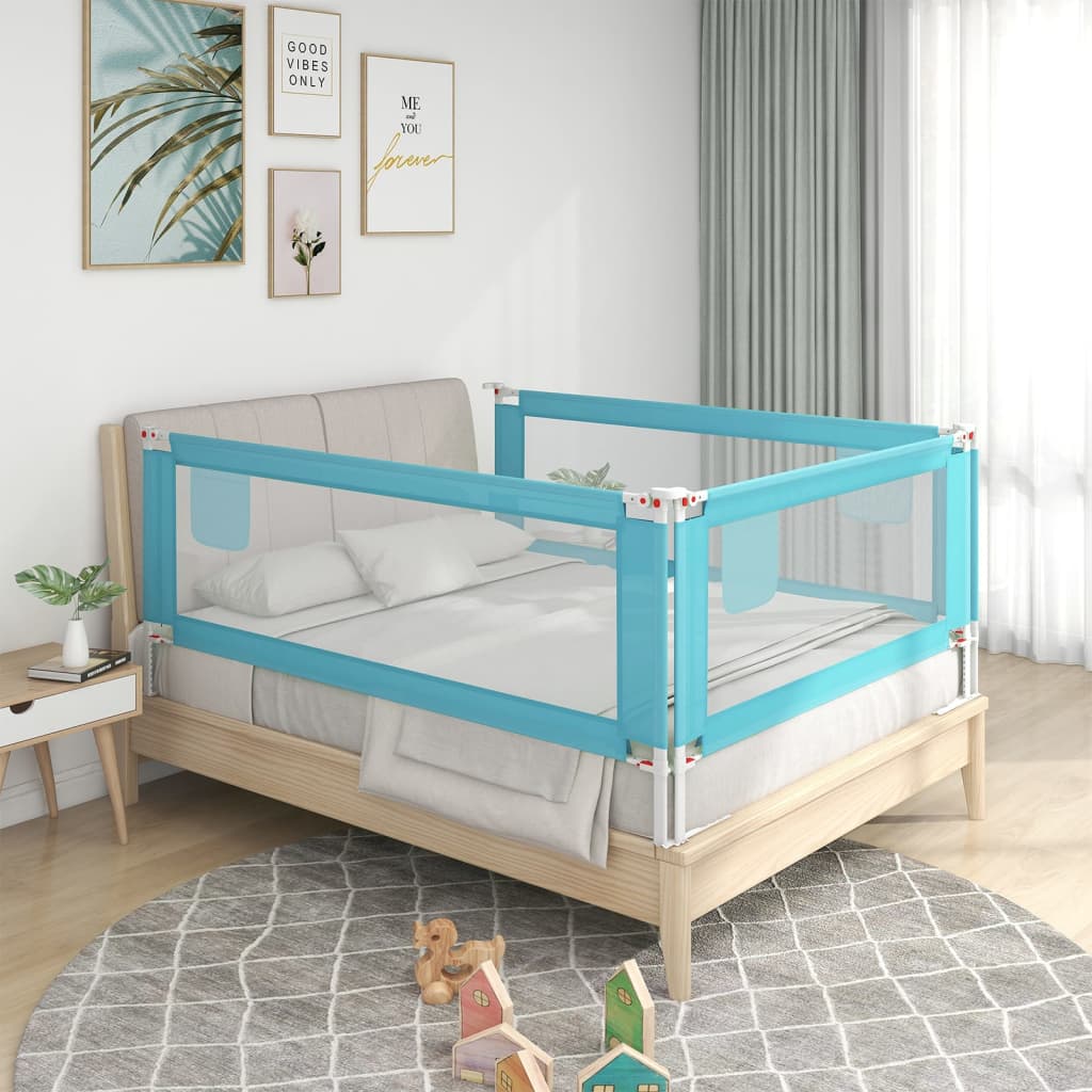 Balustrada de protectie pat copii albastru 90x25 cm textil