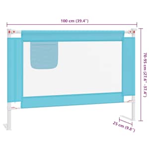 Dětská zábrana k postýlce modrá 100 x 25 cm textil - obrázek 9