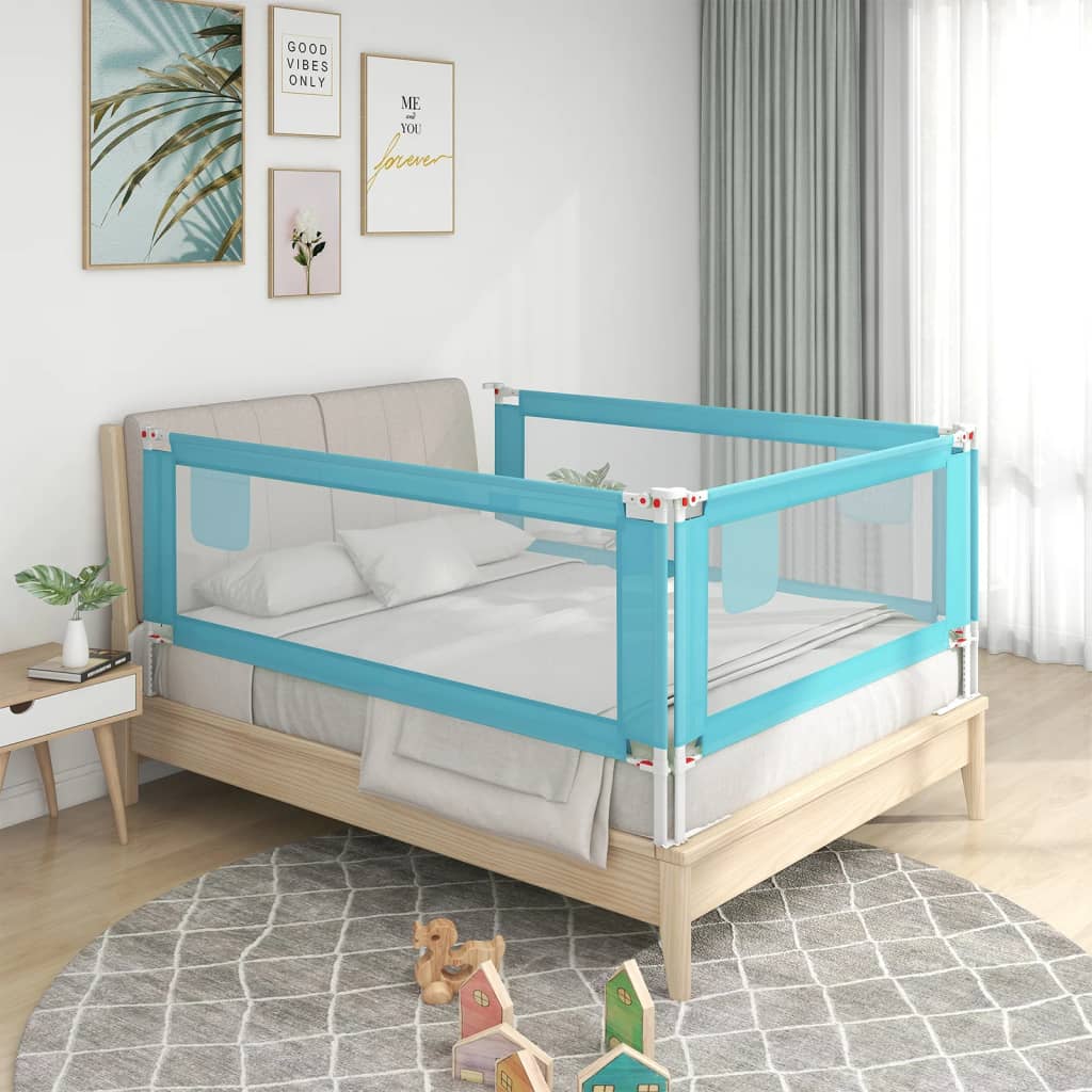 Balustrada de protectie pat copii albastru 140x25 cm textil