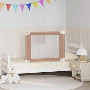 Dětská zábrana k postýlce taupe 90 x 25 cm textil - obrázek 1
