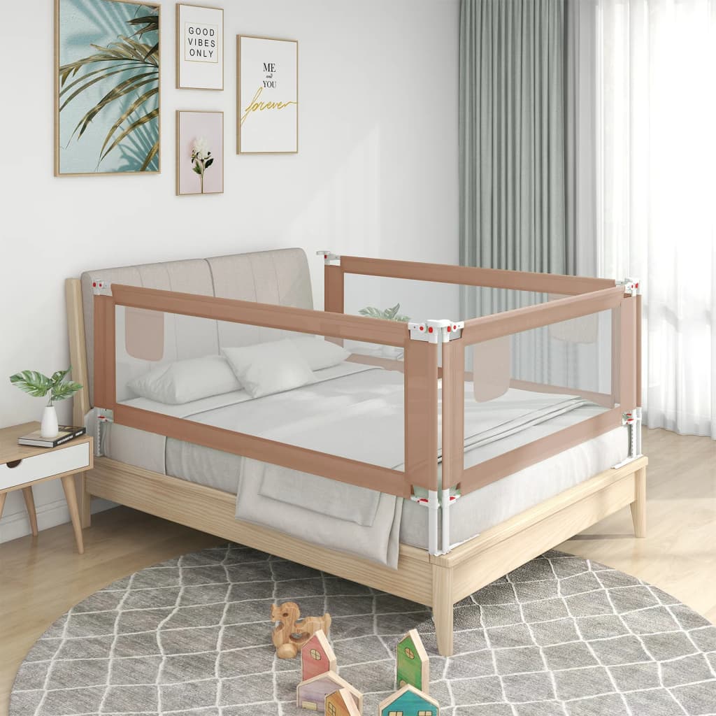 vidaXL Sigurnosna ograda za dječji krevet smeđe-siva 120x25 cm tkanina