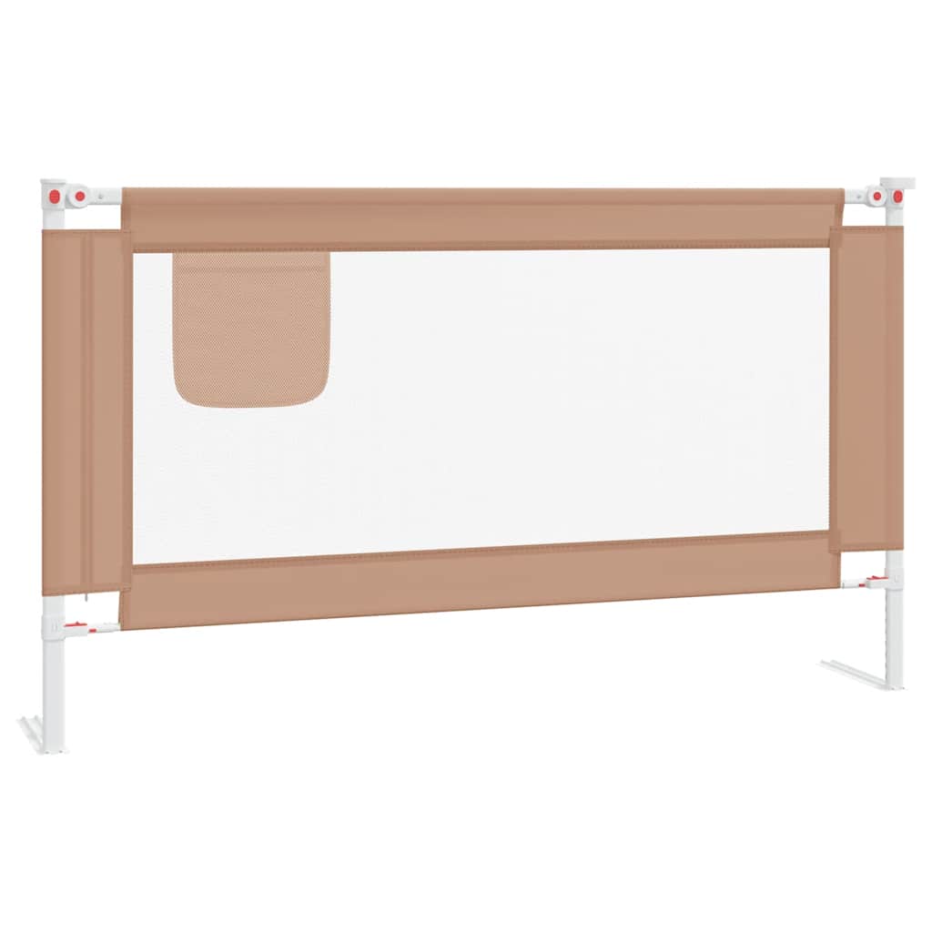 vidaXL Dětská zábrana k postýlce taupe 140 x 25 cm textil