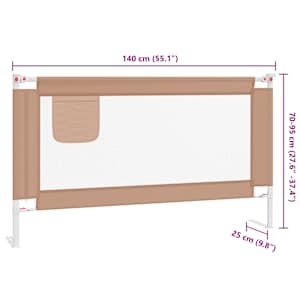 Dětská zábrana k postýlce taupe 140 x 25 cm textil - obrázek 9