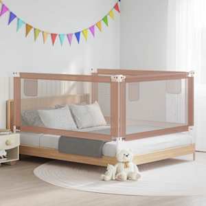 Dětská zábrana k postýlce taupe 180 x 25 cm textil - obrázek 1