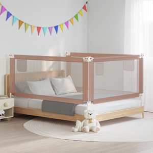 Dětská zábrana k postýlce taupe 190 x 25 cm textil - obrázek 1