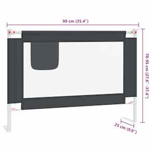 Dětská zábrana k postýlce tmavě šedá 90 x 25 cm textil - obrázek 9