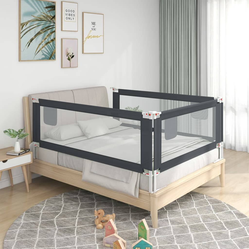 vidaXL Balustradă de protecție pat copii, gri închis, 90×25 cm, textil vidaxl.ro