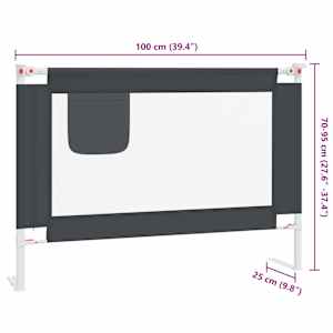 Dětská zábrana k postýlce tmavě šedá 100 x 25 cm textil - obrázek 9