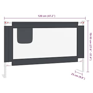 Dětská zábrana k postýlce tmavě šedá 120 x 25 cm textil - obrázek 9