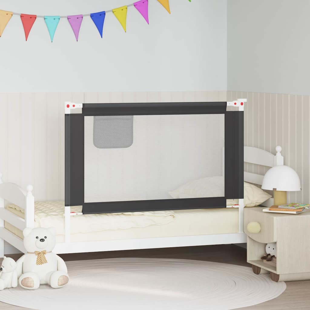 vidaXL Balustradă de protecție pat copii, gri închis, 120x25 cm textil