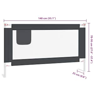 Dětská zábrana k postýlce tmavě šedá 140 x 25 cm textil - obrázek 9